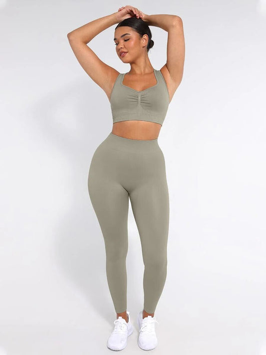 Seamless High Waisted Leg Shaping Slimming Yoga Legging - Grey