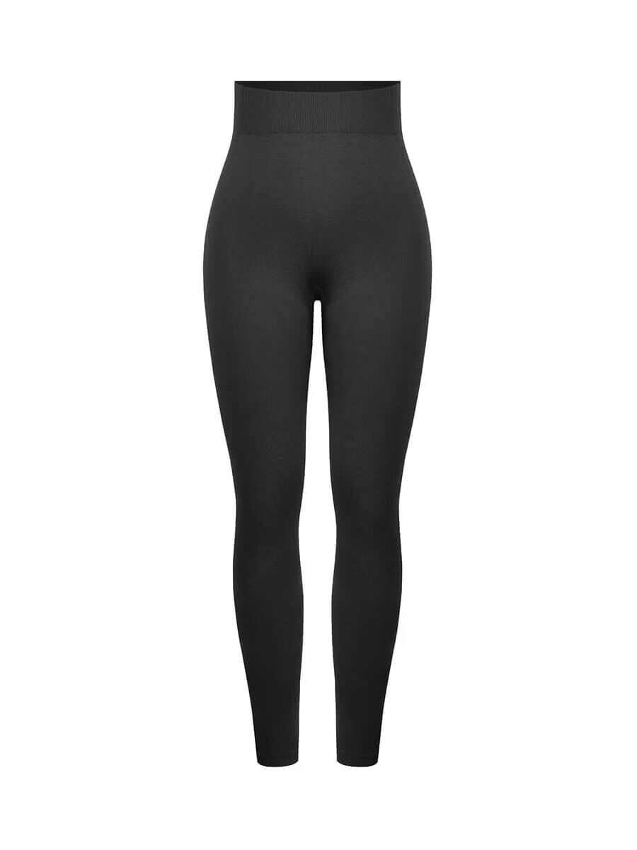 Seamless High Waisted Leg Shaping Slimming Yoga Legging - Black