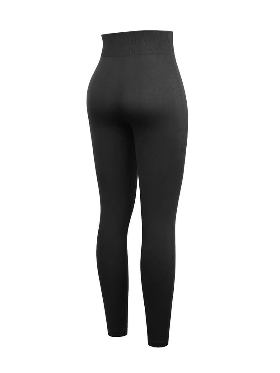 Seamless High Waisted Leg Shaping Slimming Yoga Legging - Black