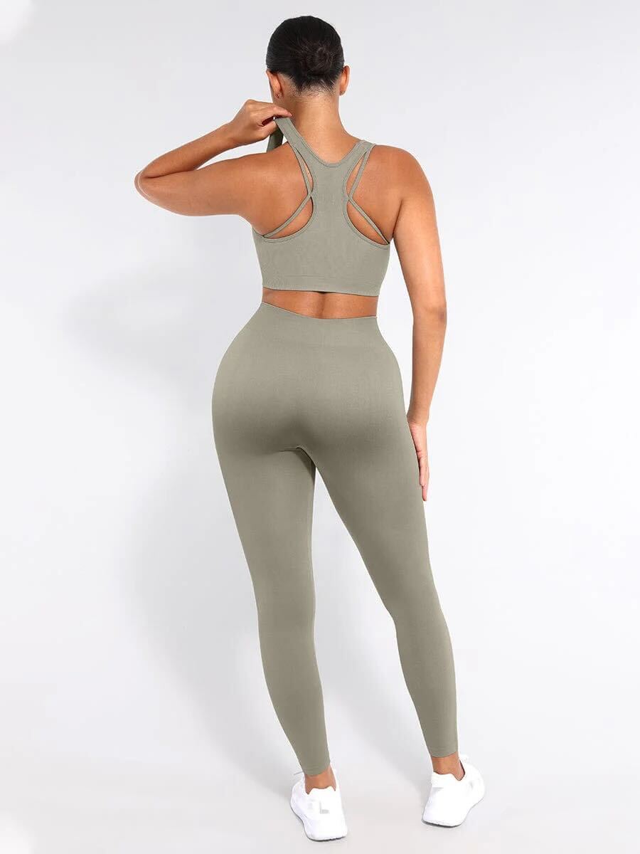 Seamless High Waisted Leg Shaping Slimming Yoga Legging - Grey