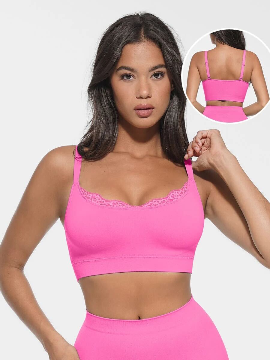 Seamless Scoop Smooth Back Fat Bralettes Bras - Rose Pink