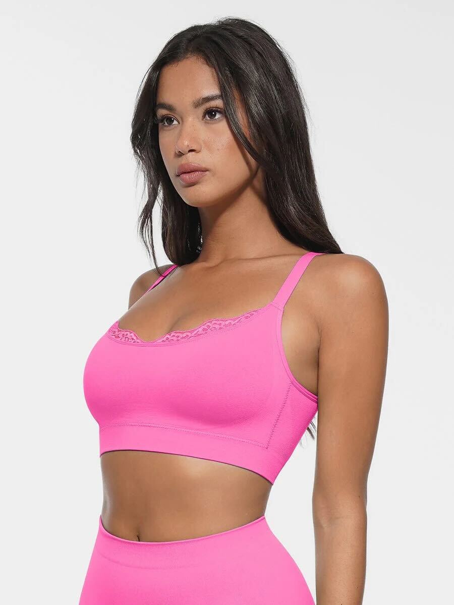 Seamless Scoop Smooth Back Fat Bralettes Bras - Rose Pink