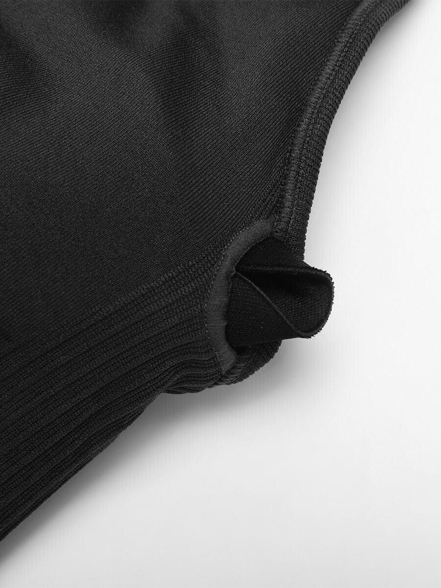 Seamless Bust Support Racerback Sports Bra with Removable Cups - Black