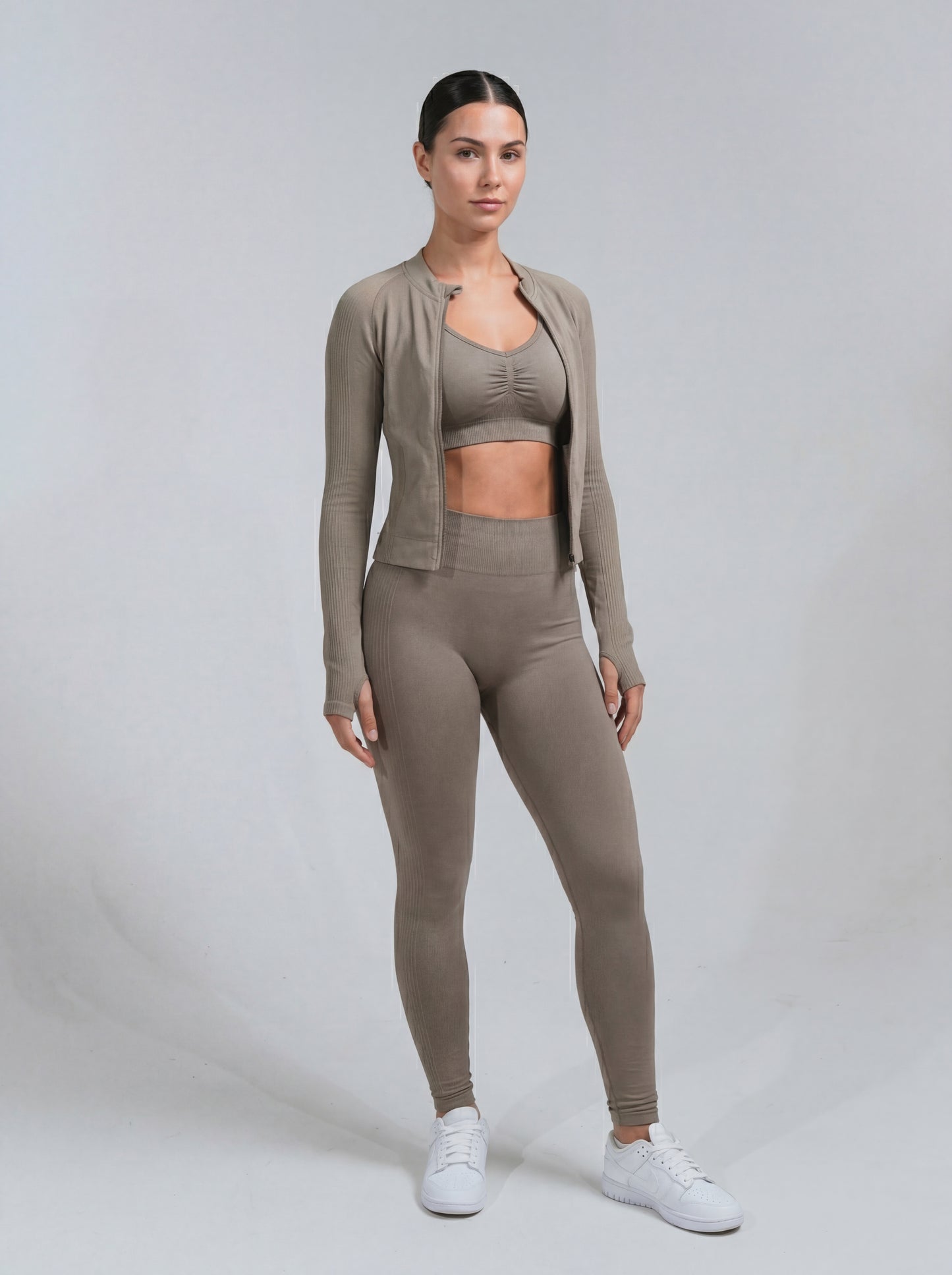 YAA Aura Zip Top - Sandstone Grey